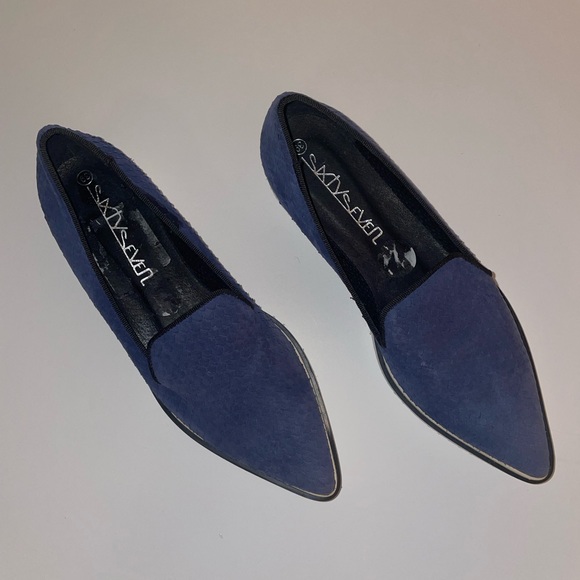 Blue Python Leather platform sneakers - Picture 3 of 6